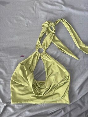 Tiger mist y2k Halter Ring Drape Crop Top - Green
